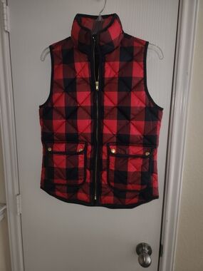 J. Crew Red and Navy Blue Jacket with Branded Neck Panel